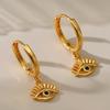 European American Light Luxury Gold Eyelash Eye Blue Zircon Ear Buckle Earrings For Women