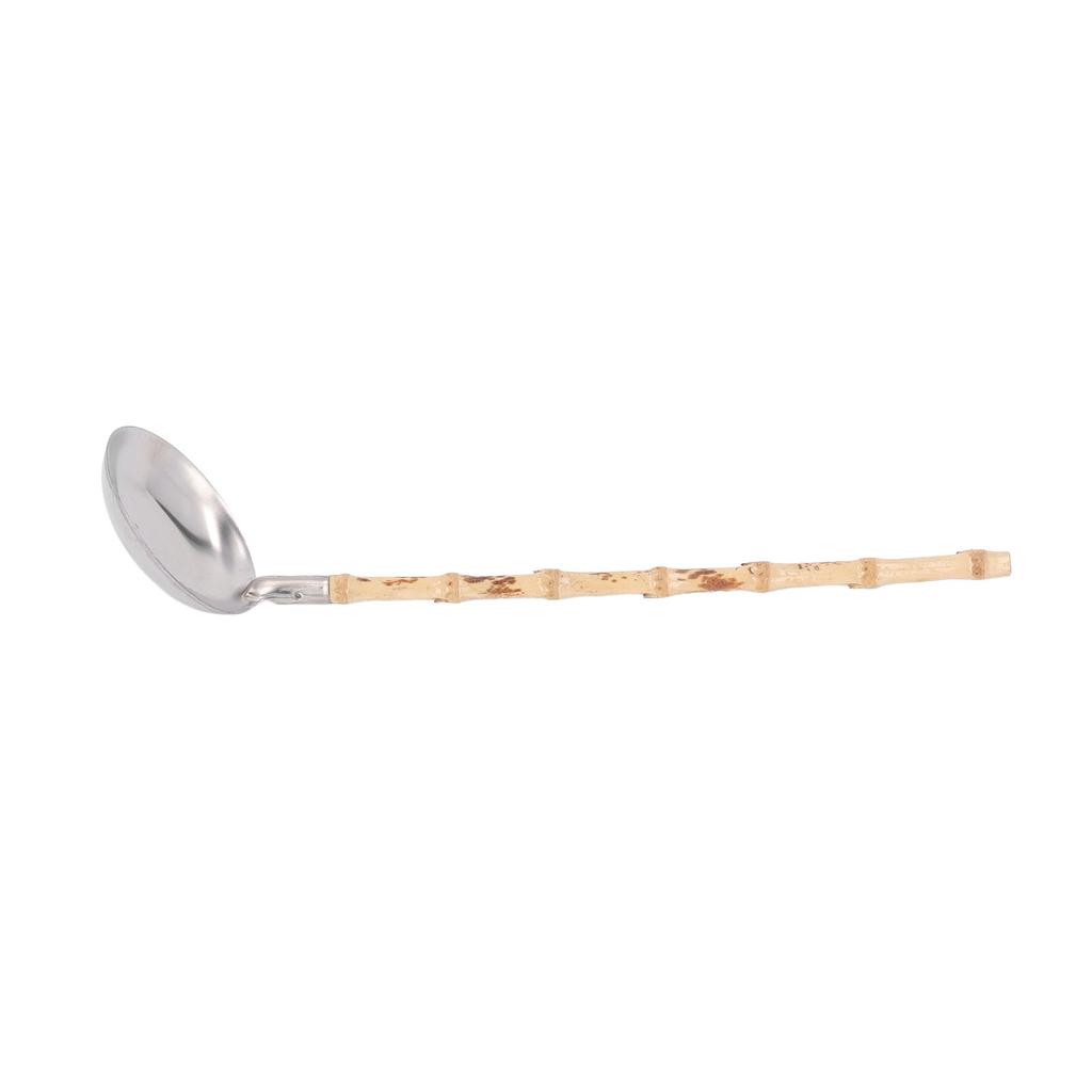 Stainless Steel Hot Pot Ladle Anti Scalding Heat Insulation Long Handle Hotpot Ladle Bamboo Handle