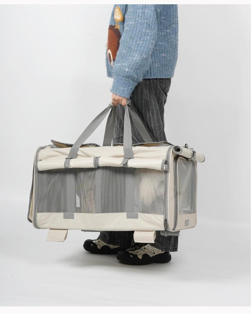 Large Capacity Rolling Pet Carrier for Two Cats or Dogs - Travel Handbag or Suitcase