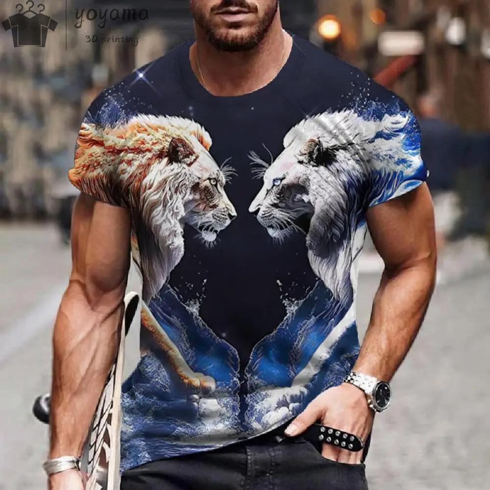 

Wolf T-Shirt 3d Digital Animal Print Graphic Tee Short Sleeves O-Neck Comfortable Pullover Tops Men s Clothing Oversized T-Shirt 5XL