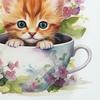 Adesivo per WC con fiore di gatto tazza da tè, rimovibile, autoadesivo, impermeabile, in PVC, per soggiorno, arte della parete, bagno, coperchio del WC, decorazione