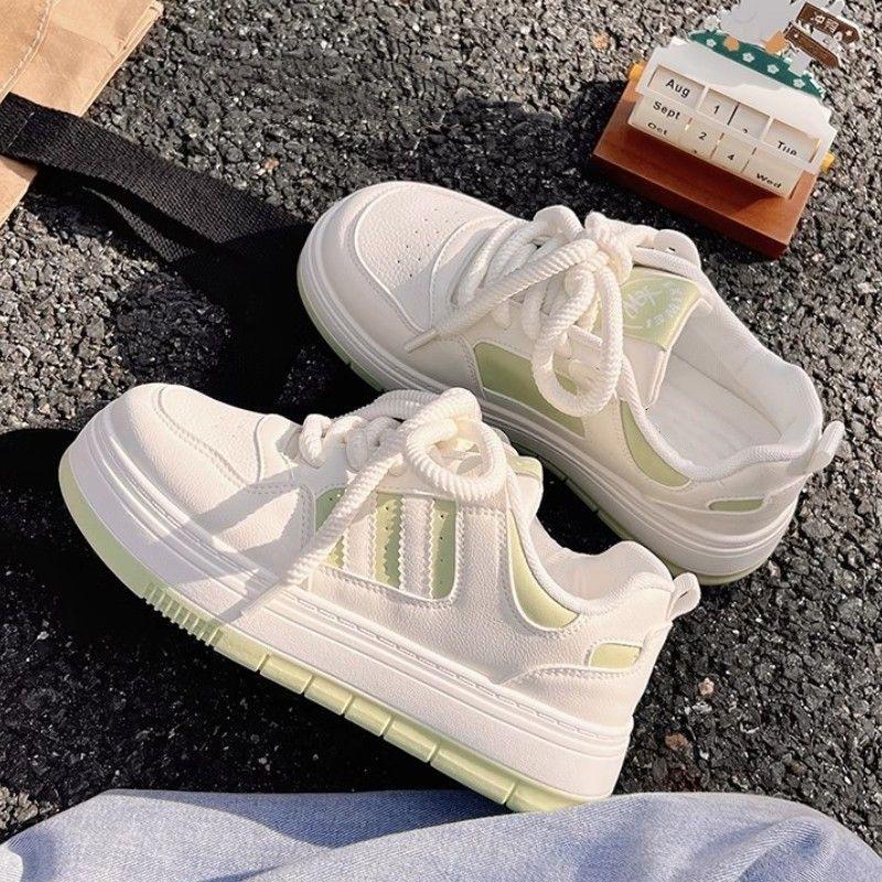 Women's White Shoes with Skirt New Autumn Shoes Versatile Thick-Soled Big Toe Skate Shoes for Women