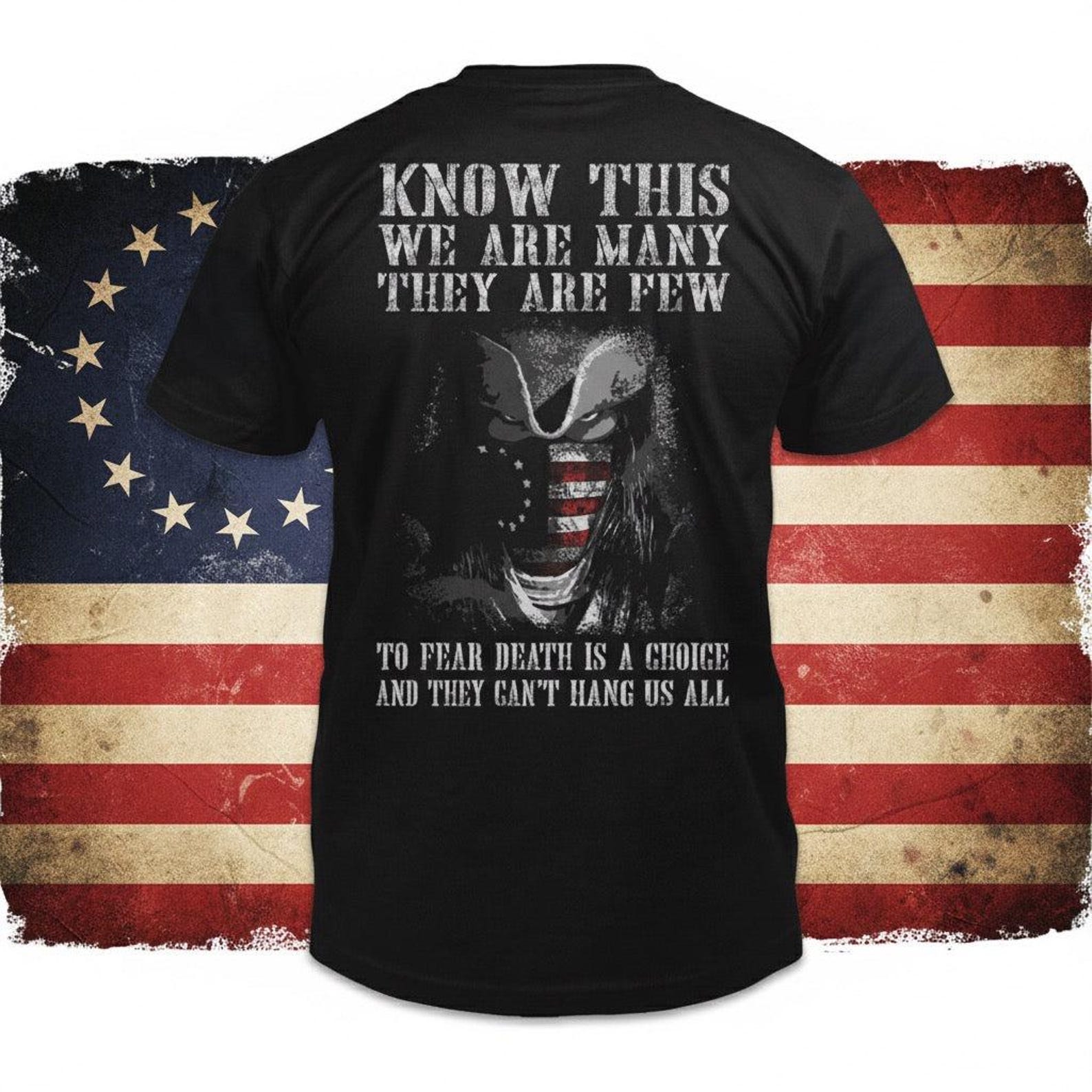 They Can t Hang Us All - Distressed Colonial Rebel T-Shirt: Patriotic Revolution 1776 2XL