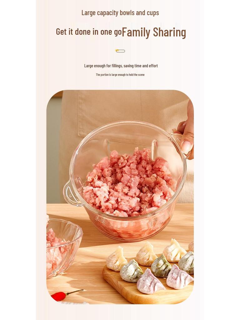 Multi-functional Electric Meat Grinder and Garlic Paste Maker with Visible Glass Bowl