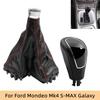 For Ford Mondeo MK4 S-MAX Kuga Galaxy MK1 BLK Automatic Leather Gear Shift Knob Lever Shifter Pen Gaiter Boot Cover