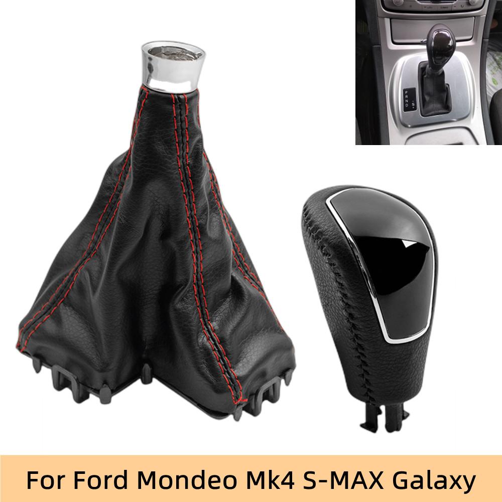 For Ford Mondeo MK4 S-MAX Kuga Galaxy MK1 BLK Automatic Leather Gear Shift Knob Lever Shifter Pen Gaiter Boot Cover
