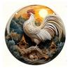 High Definition Metal Tin Sign Set Colorful Rooster Themed Round Wall Art Decor for Farmhouse Kitchen and Country Style Home Dec