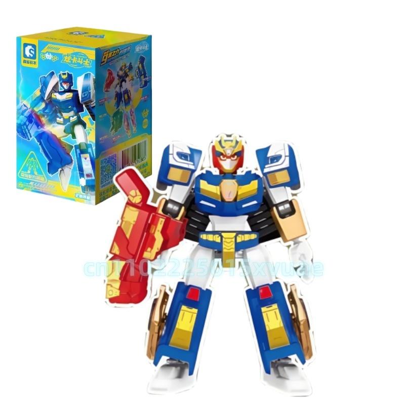 New SEMBO METAL CARDBOT Building Block Xuan Blue Lightning Transforming Robot Assembly Movable Model Toy Collect Children's Gift