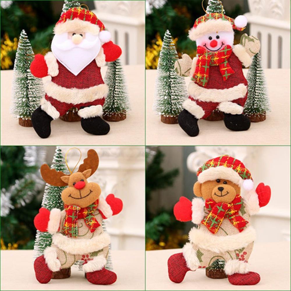 New Christmas Gift Santa Claus Snowman Deer Plush Doll Ornamental Small Pendant Christmas Tree Hanging Decorations Accessories