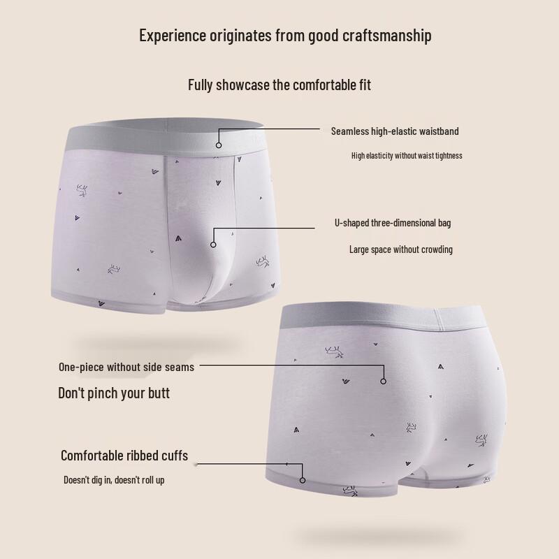 Yalu Men's 10A Antibacterial Cotton Boxer Briefs