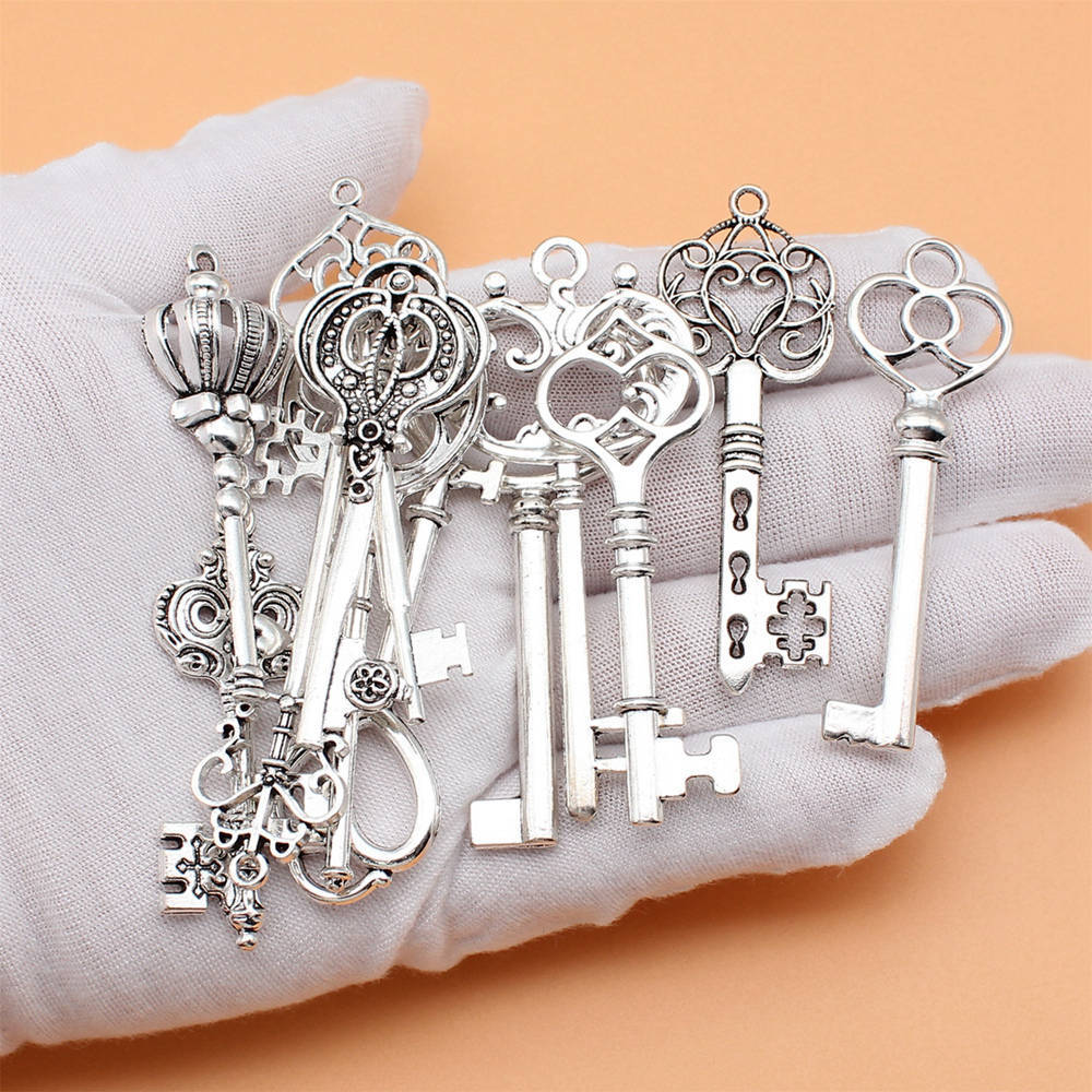 Charms Schlüsselschloss Werkzeug Gemischtes Set Anhänger Vintage Schmuckzubehör QC076