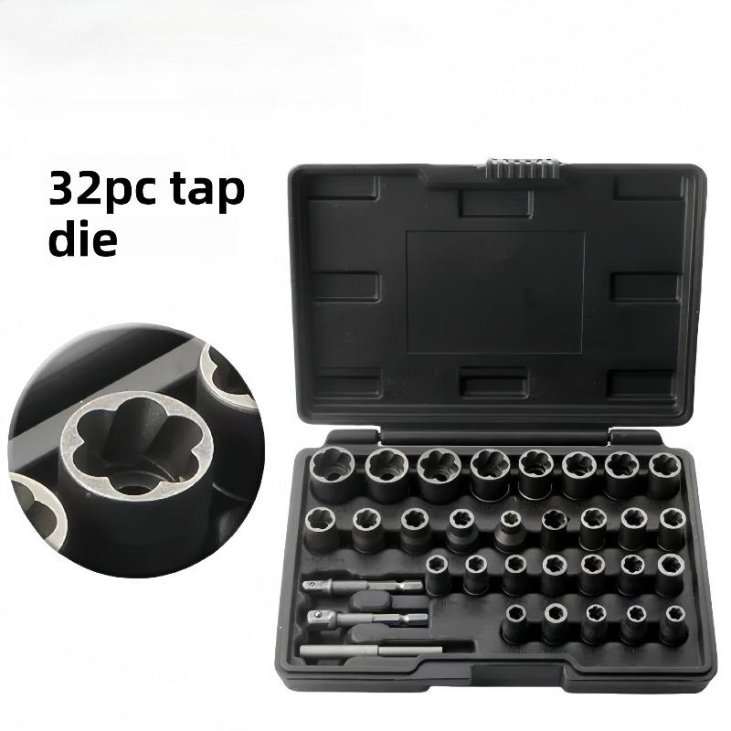 32Pcs Broken Bolt Extractor Set Damaged Screw Nut Remover Kit for Stripped Broken Screws Nuts Bolts Removal