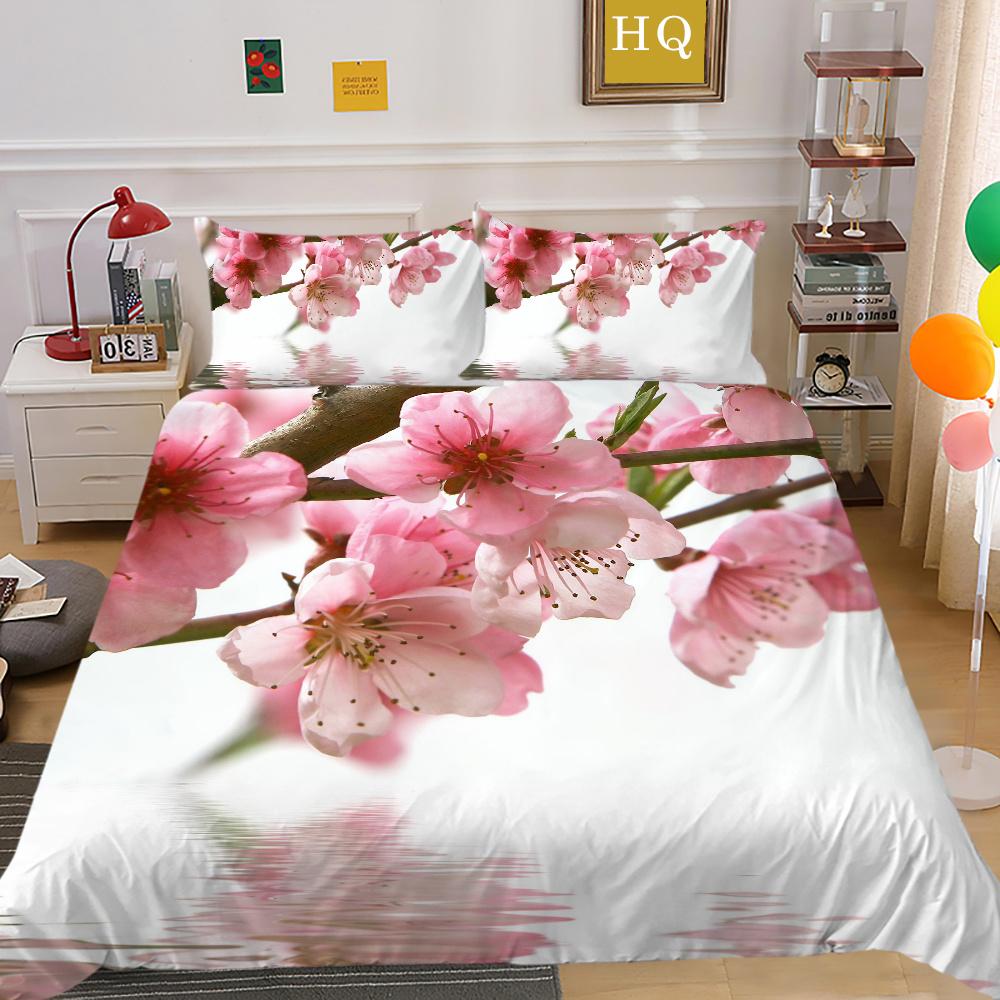 3D Flowers Printing Bed Cover King Size Bed Clothes Polyester Bedspreads Girl Fashion Home Bedclothes
