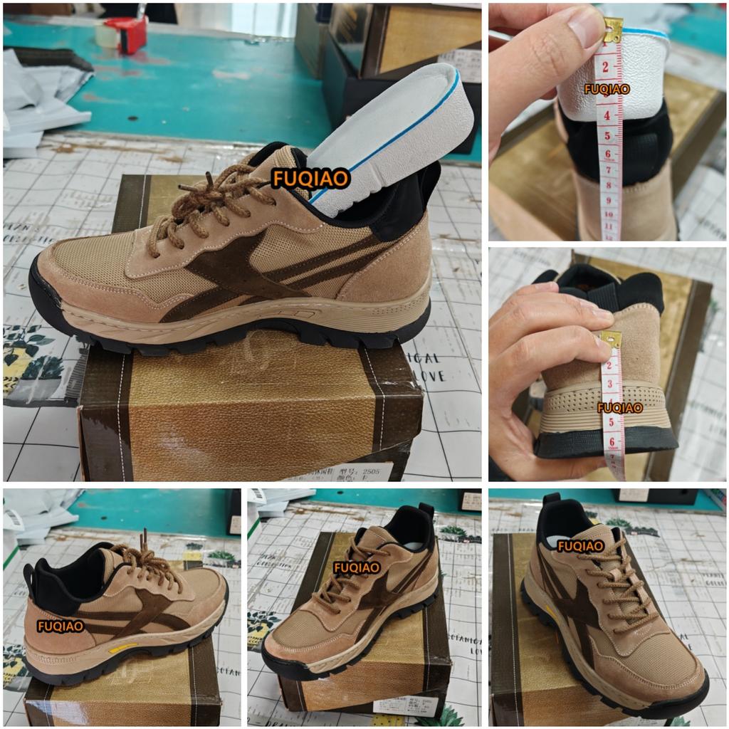 Men's Breathable Genuine Leather & Mesh Hidden Elevator Casual Sneakers Lift Outdoor Sports Work Hiking Height Increasing Shoes