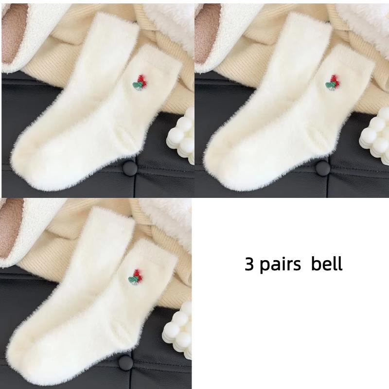 Christmas pattern Mink Velvet Socks Women Winter Soft Fleece Plush Warm Home Sleep Boot Socks Kawaii Y2K Furry Thermal Tube Sox