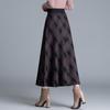 Plaid A-Line Knit Midi Skirt with Elastic Waist - 2025 Autumn Collection
