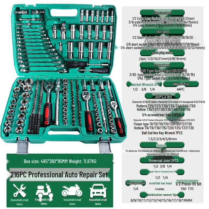 Comprehensive Car Mechanical Repair Tool Set with Socket Wrench