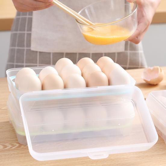 Äggförvaringslåda Hög Kapacitet Anti-Kollision Transparent Synlig 15 Fack Kylskåp Ägg Förvaringslåda Kökstillbehör