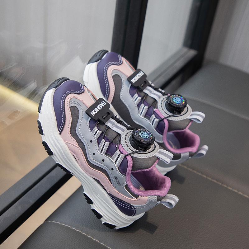 Fashion Spring and Autumn Sneakers Boys and Girls Daily Versatile Casual Shoes Teen Outdoor Running Shoes Rotating Button