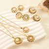 European & American Sunflower Pearl Titanium Steel Necklace & Earring Set - Light Luxury, Non-Fading.