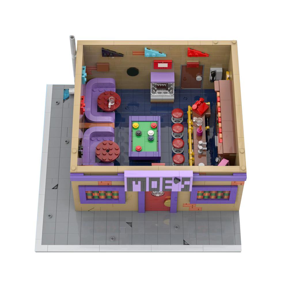 Gobricks MOC Simpsoned Modular Moe's Tavern Bricks Model Springfield’s Venue Modular Moe's Tavern Bar Building Blocks Toys Gift
