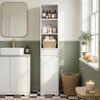 Tall Bathroom Cabinet, Door, Drawer, Open Compartments, Adjustable Shelf, White