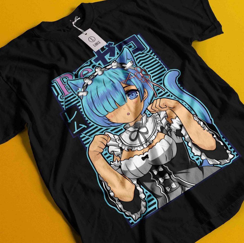 

Re Zero Shirt Emilia Tshirt Ram T-Shirt Subaru Anime Waifu Japanese Manga Gift 2XL