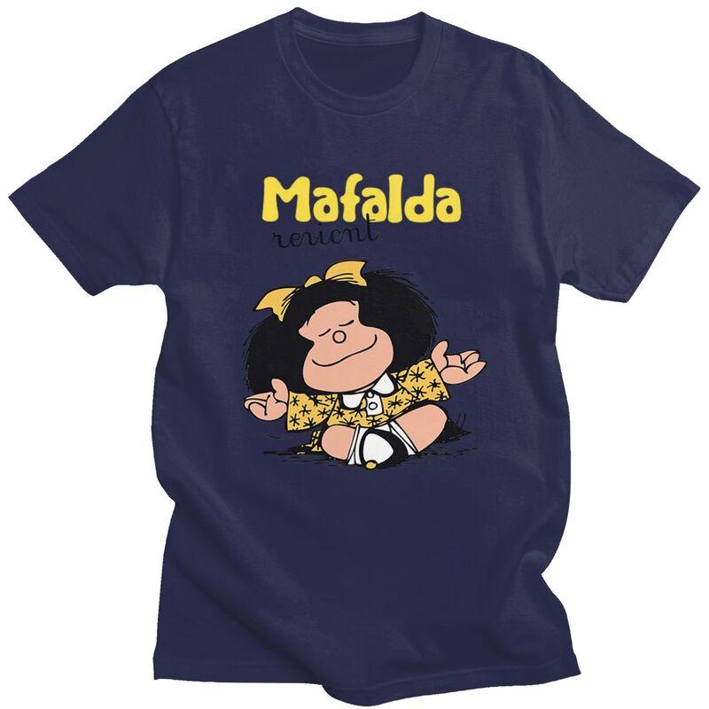 Custom Quino Comic Cartoon Mafalda T Shirts for Men 100 Cotton Tee Tops Tshirts Short Sleeve Casual Tshirt Clothes