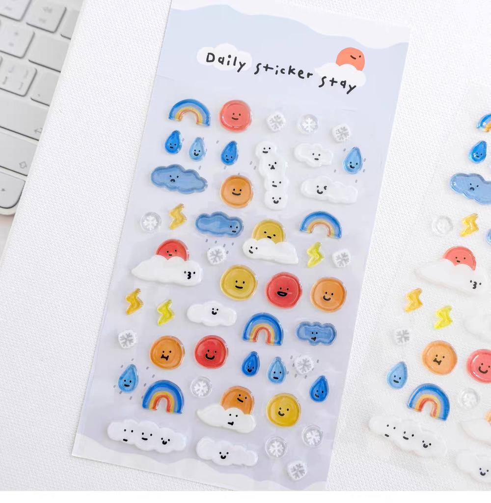 Korean Import BONITO Kawaii Cloud Sun Rain Weather Stickers PVC Scrapbooking Diy Journal Stationery Sticker Gift