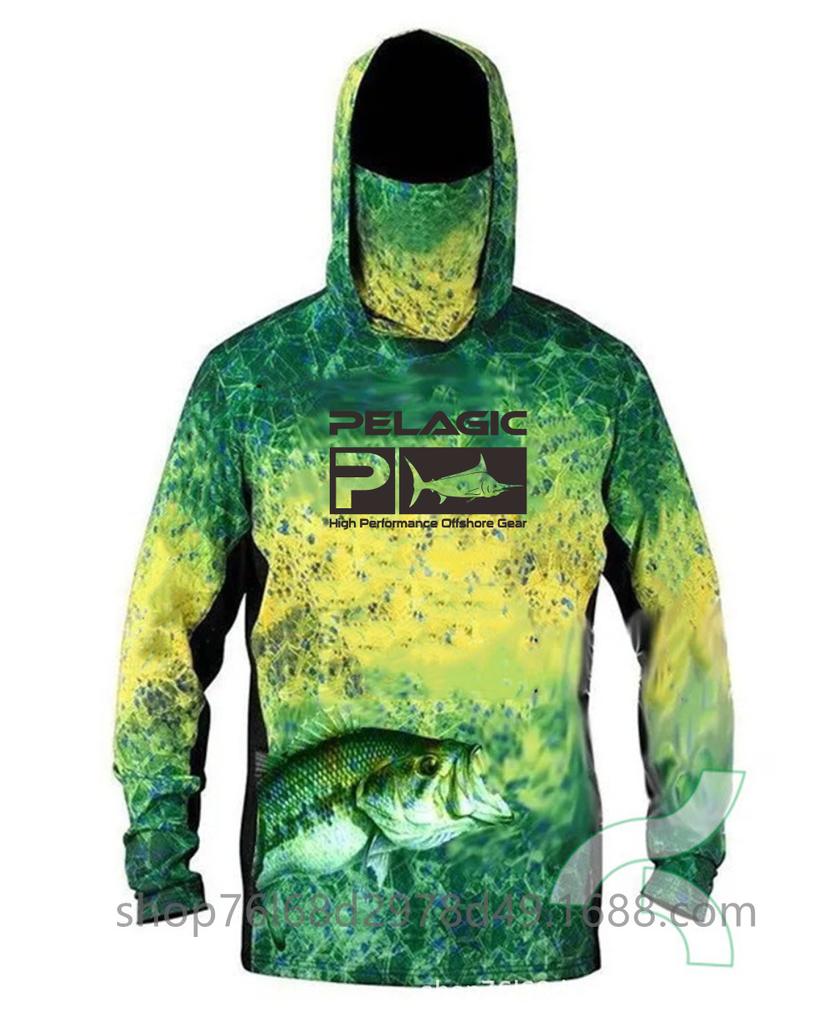 Pelagic Long Sleeve Fishing Suit Ice Silk Face Towel Hoodie Quick Drying Breathable Sunscreen Thin T-Shirt UPF50 +