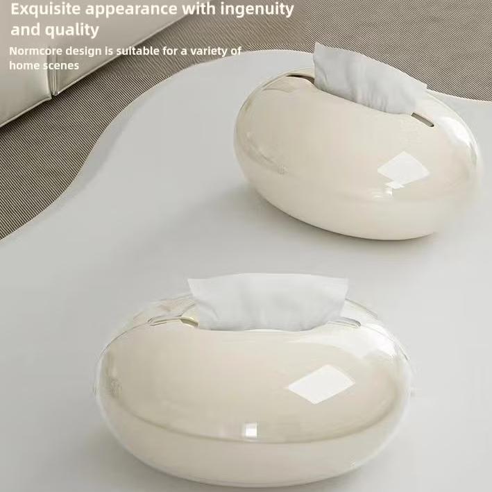 Stylish Tissue Box Cover Holder with Magnetic Pull-Up Design Oval Shape Double Layer Luxury Home Decor
