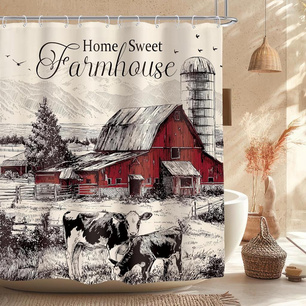 Perdea de duș câini amuzanți fermă vintage drăguț hilar pui de teckel animale de companie set baie baie săpun modern bule