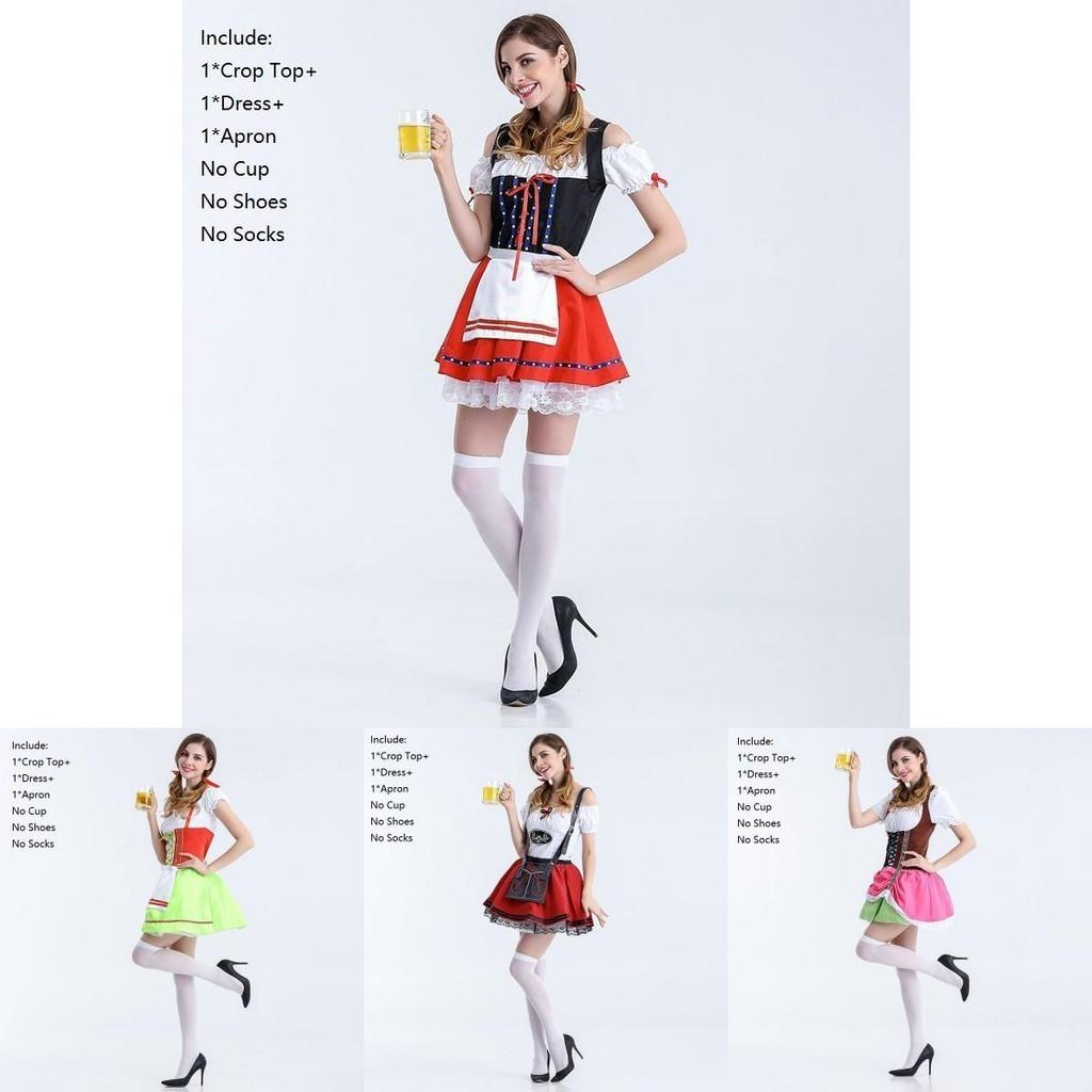 Elegantes Damen Oktoberfest Cosplay Kostüm Deutsches Bier Feiertagsoutfit Dirndl