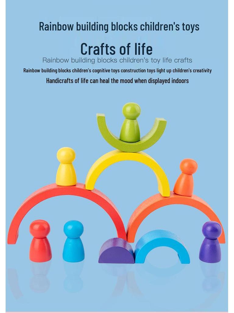 Wooden Rainbow Arch Building Blocks for Toddlers - Creative Stacking Puzzle Toy for Early Education & Parent-Child Play