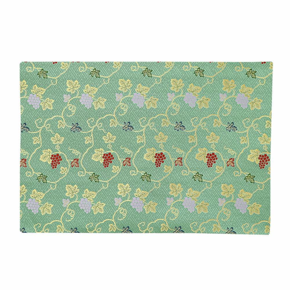 Naamukumachan Kobo Grape Pattern Sutra Desk Cover, Gold Brocade Rug, Flame Retardant, 2-Shaku Size, 35cm X 51cm (Size 20, 006, Green)