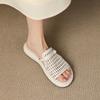 Shoes for Women 2025 New Summer Outdoor Hollow Out Peep Toe Women's Slippers Casual Versatile Flat Bottom Beach Slippers Women
