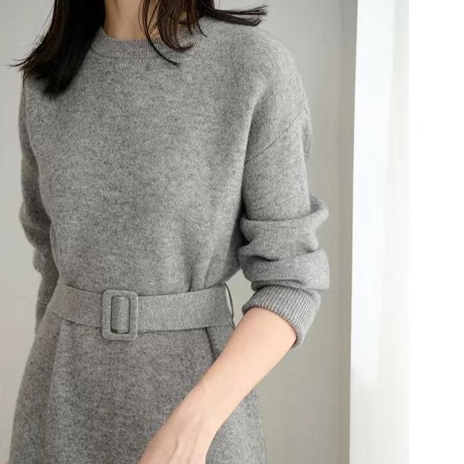 Rochie Tricotată Franceză pentru Femei Culoare Solidă Rochie Pulover Casual pentru Femei Toamnă și Iarnă Pulover Mediu