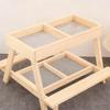 Chicken Picnic Table Double Layer Feeding Table Handmade Wooden Chicken Coop Feeder with 4 Grids for Poultry Ducks Turkeys Wild