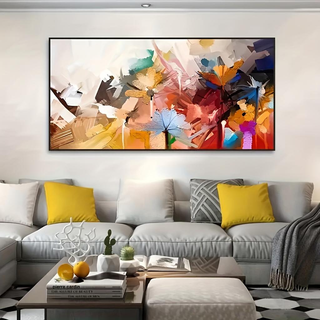 1 piece modern flower poster - frameless canvas warm tones flower painting, decoration, 2D flat frameless painting