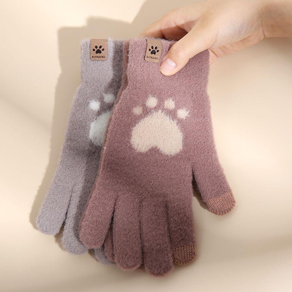 Fleece Lined Cat Paw Gloves Warm Winter Mittens New Touchscreen Gloves  Winter