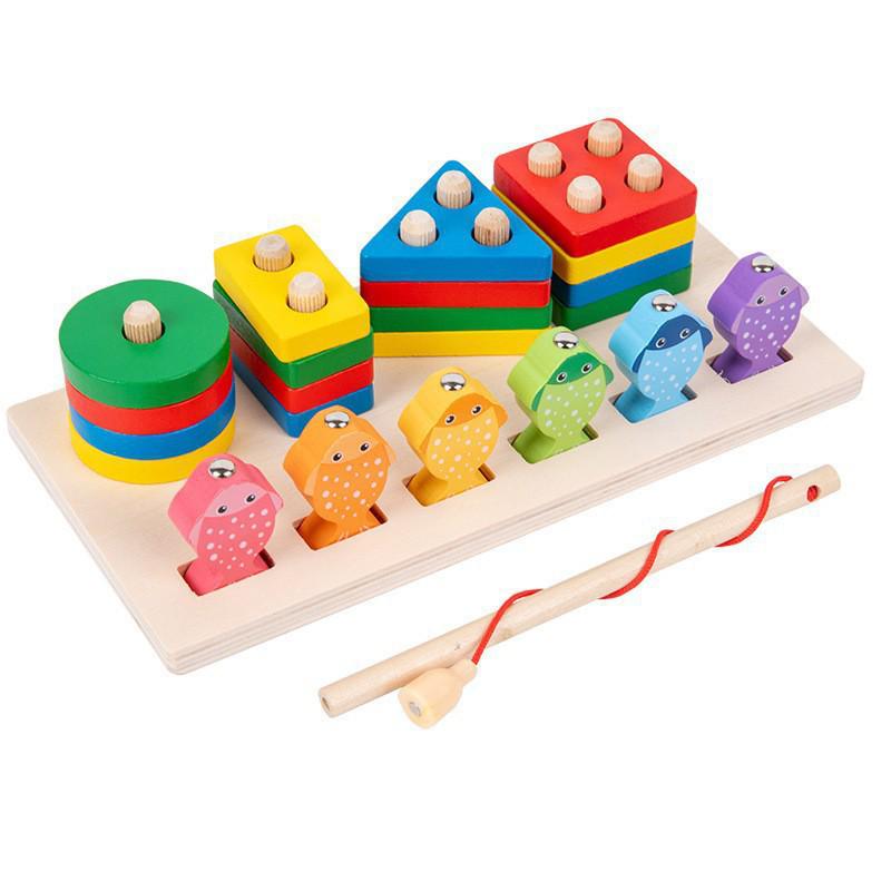 Montessori Wooden Fishing & Shape Matching Educational Toy Set