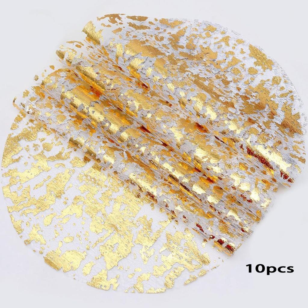 High-end Luxury Christmas Themed Disposable Gold Table Mat with Foil and Netting for Party Decorations