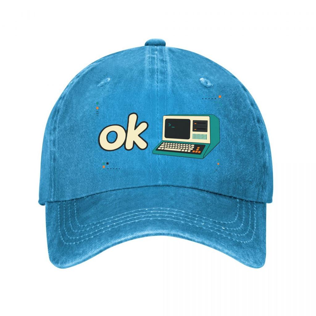 Retro Computer Outline Pop Wordmark New Vintage Washed Cotton Baseball Cap Sun Hats