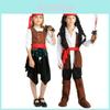 Kids Caribbean Pirate Costume For Halloween Festive Stage Performances Durable Polyester Fabric