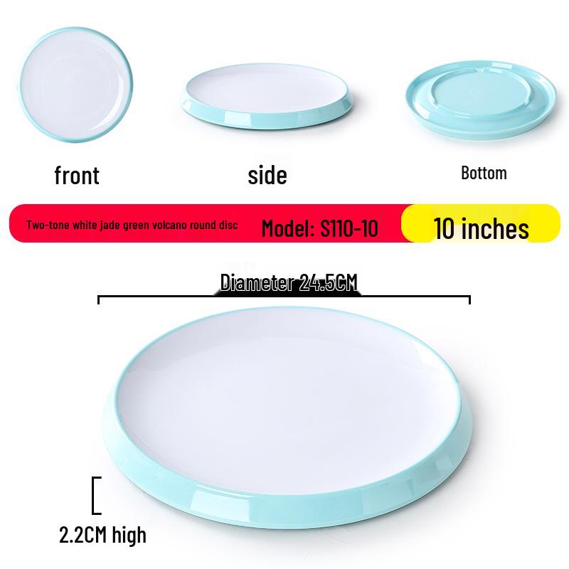 Nordic Round Melamine Shallow Plate for Buffets and Stir-Fry Dishes