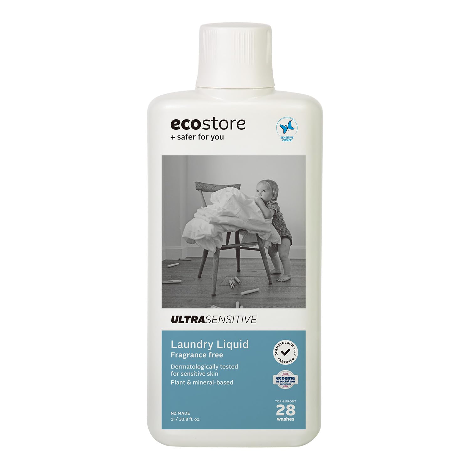 ecostore Laundry Liquid 1L Laundry Gentle on Skin [Unscented] Detergent, Liquid, Plant-derived,