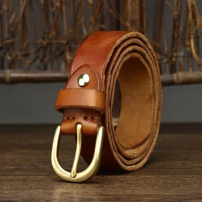 2.6CM Damen Reine Rindsleder Hochwertige Echtes Leder Gürtel für Frauen Markenriemen Messingschnalle Jeans Cowboy Weiblicher Bund