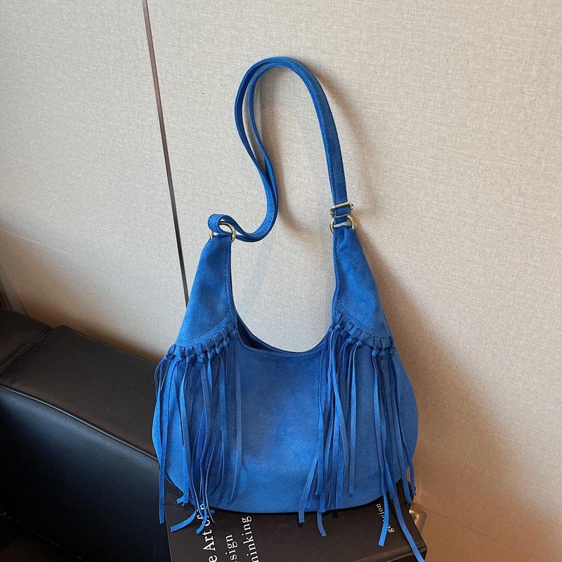

Нишевая сумка с бахромой женская новая модная повседневная сумка-пельмень на плечо, сумка-мессенджер синий