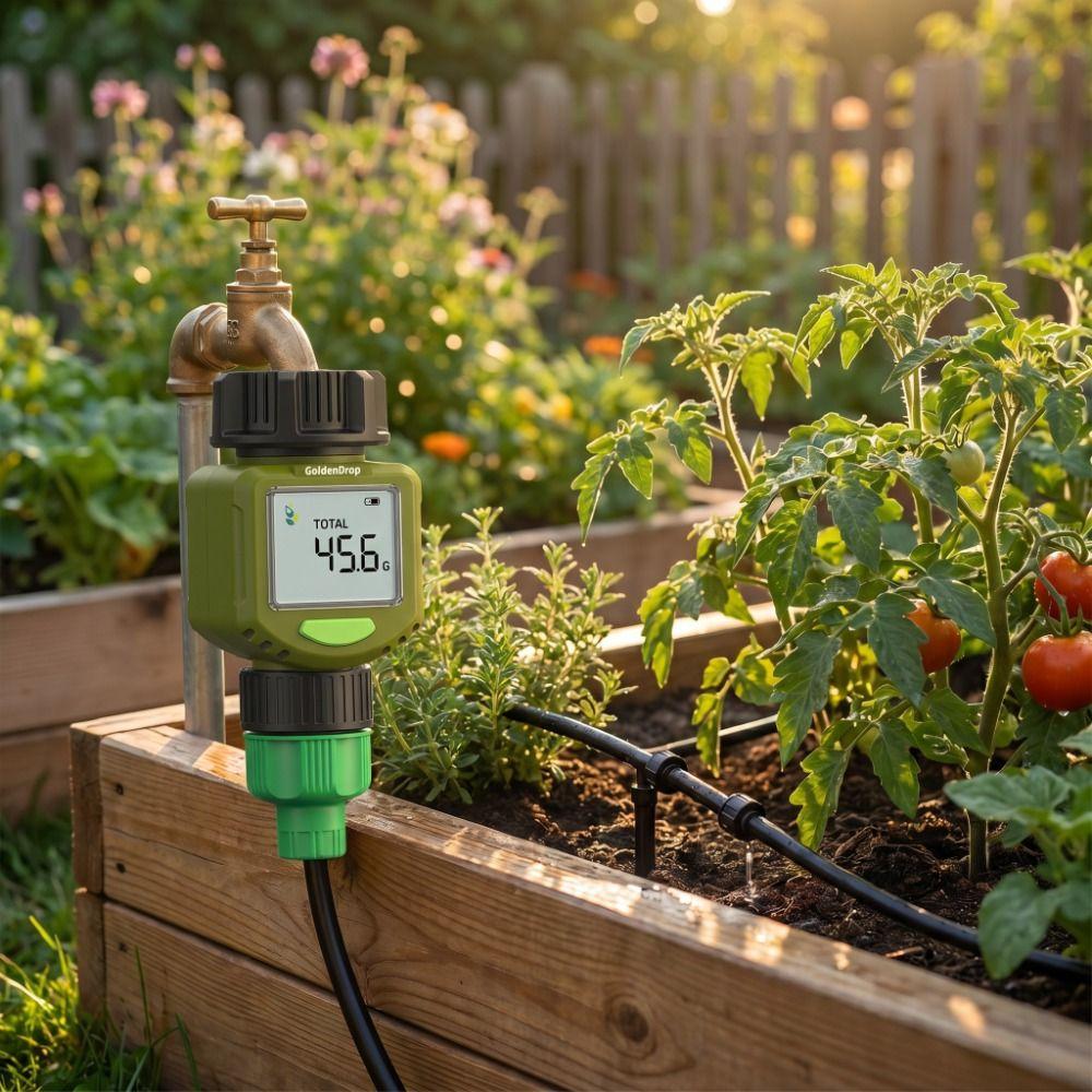 IPX6 Waterproof Digital Water Flow Meter LCD Display Digital Water Meter  Garden Irrigation