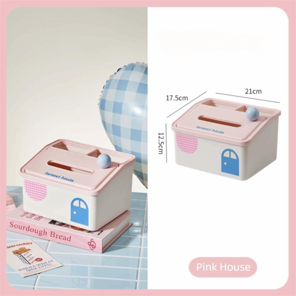 Big Capacity Tissue Storage Box House Shape Desktop Storage Holder Tissue Paper Box Desktop